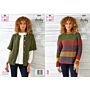 King Cole Knitting Pattern Sweater Cardigan Wildwood Chunky P5891 34 to 48in
