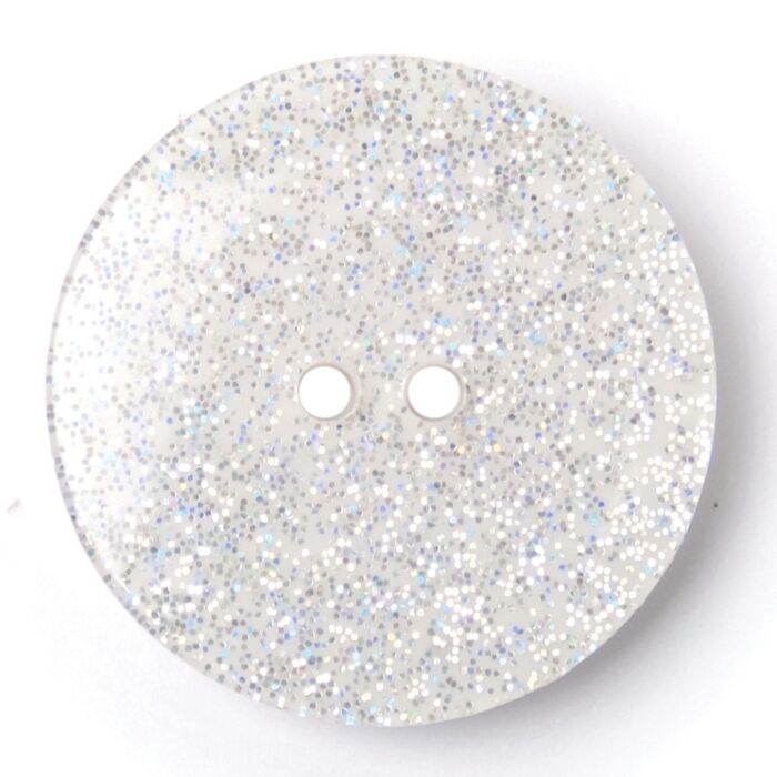 Milward Carded Buttons Round Glitter White 22mm Pack of 2 main product photo
