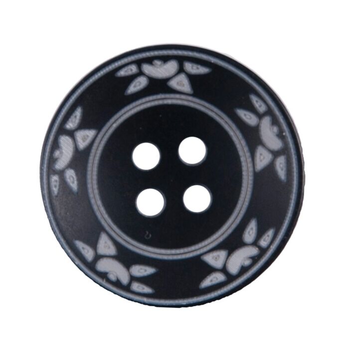 Milward Carded Buttons Round Leaf Pattern Black 20mm Pack of 3 main product photo