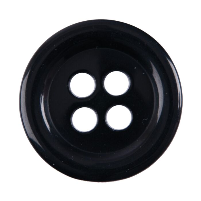 Milward Carded Buttons Round Shiny 4 Hole Black 22mm Pack of 2 main product photo