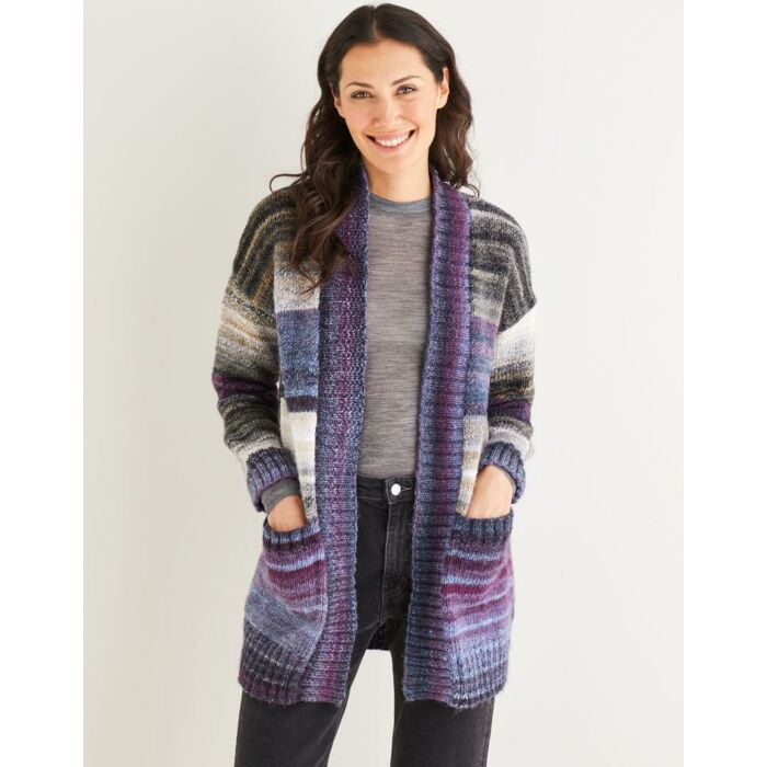 Sirdar Jewelspun - Womens Wide Rib Longline Cardigan 10138 81-137cm or 32-54 - Downloadable main product photo