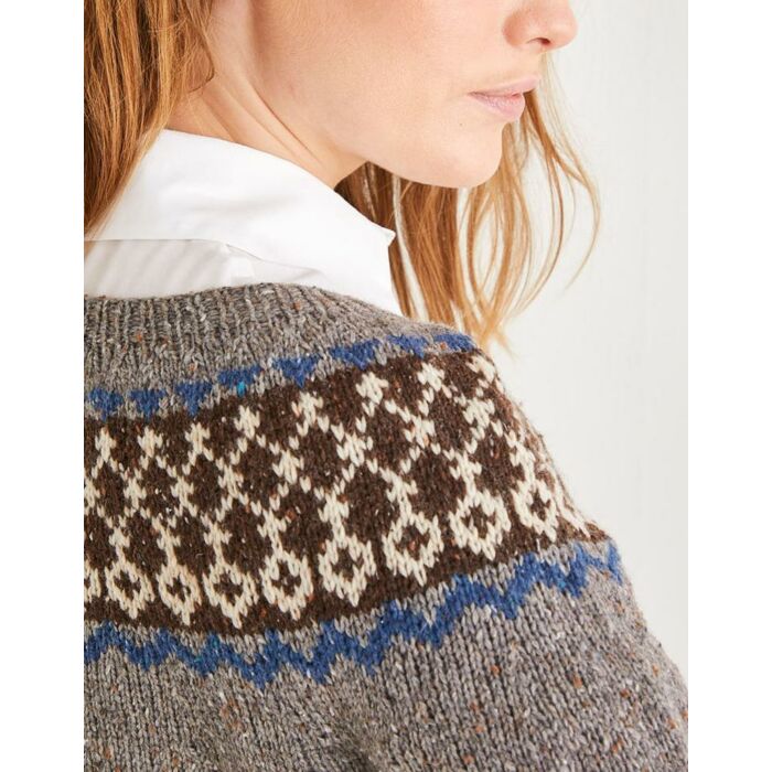 Sirdar Haworth Tweed Womens Fairisle Yoke Sweater 10154 