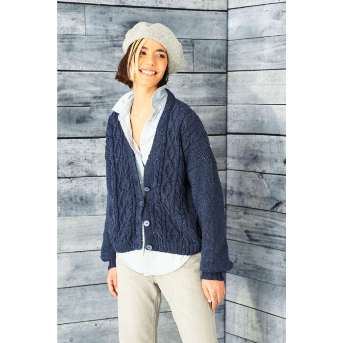 Stylecraft ReCreate DK Ladies Round and V Neck Cardigan Pattern Download 9856 