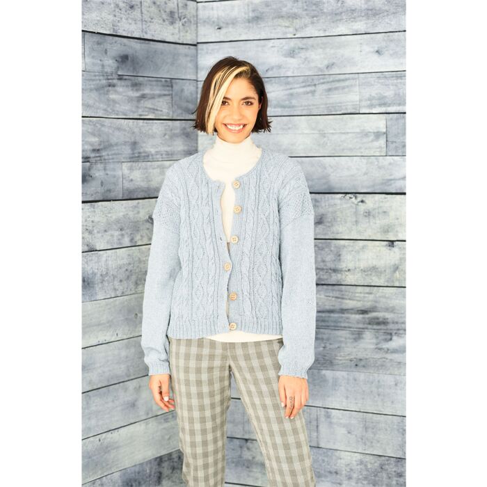 Stylecraft ReCreate DK Ladies Round and V Neck Cardigan Pattern Download 9856 