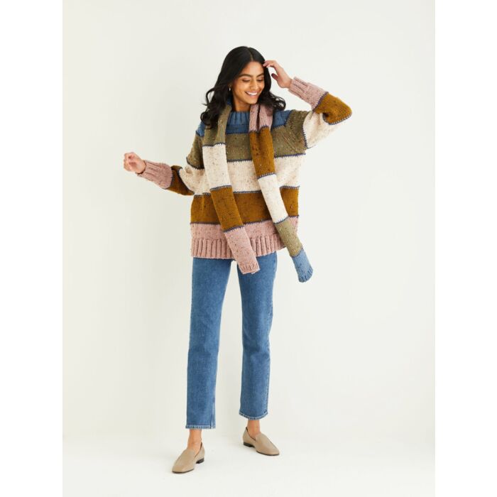 Hayfield Bonus Chunky Tweed Ladies Sweater and Scarf Pattern 10339 81cm-137cm main product photo