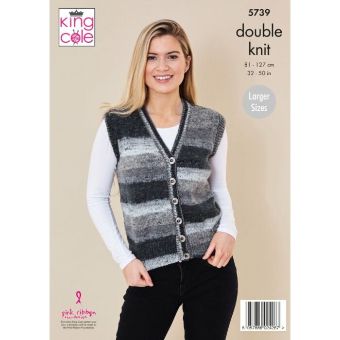 King Cole Bramble DK cardigan and Waistcoat Pattern 5739 81-127cm main product photo