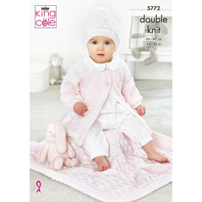 King Cole Baby Pure DK Cardigan Hat and Blanket Pattern main product photo