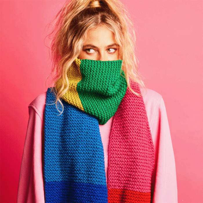 Sirdar Kith & Kin Colour Block Scarf Knitting Kit Multi 823g