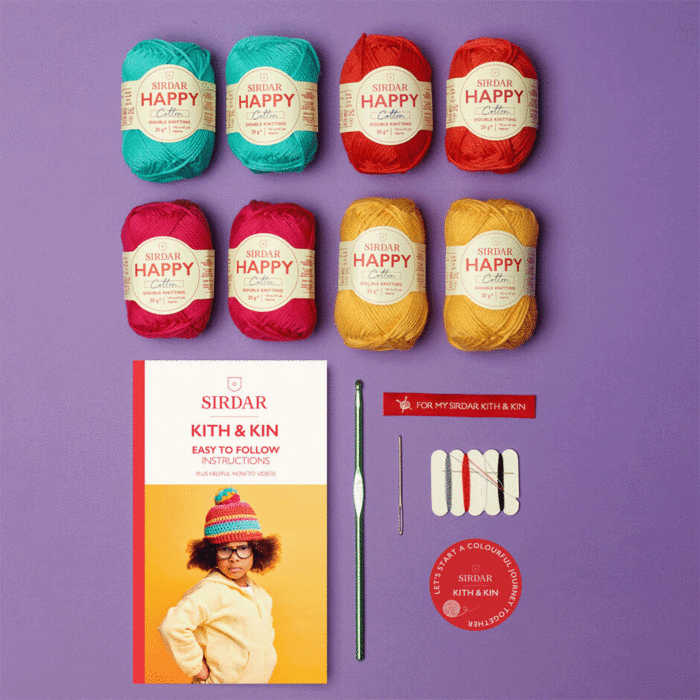 Sirdar Kith & Kin Big Bobble Hat Crochet Kit Multi 222g