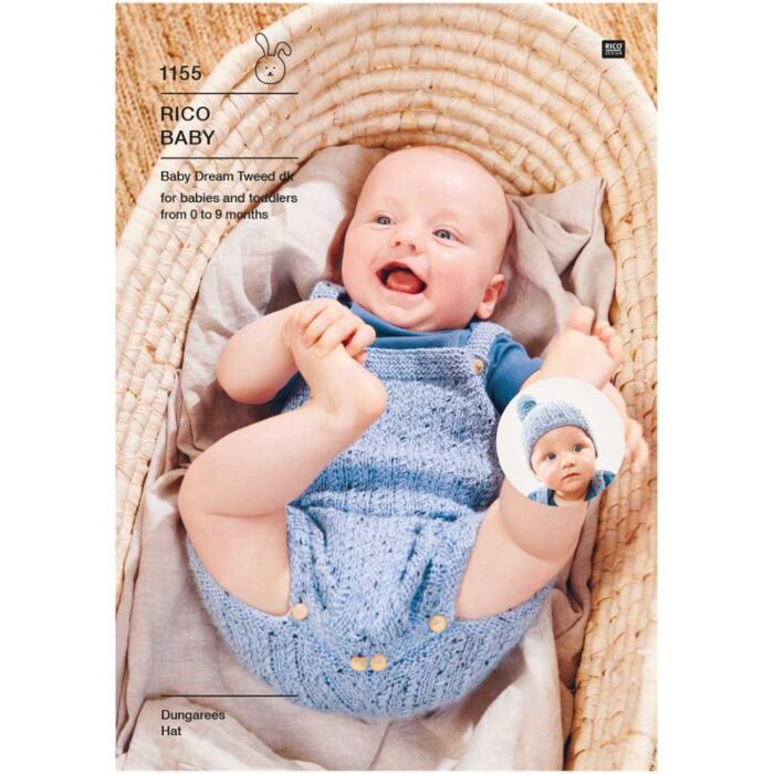 Rico Baby Dream Tweed Dungarees and Matching Hat Pattern 1155 46-57cm main product photo