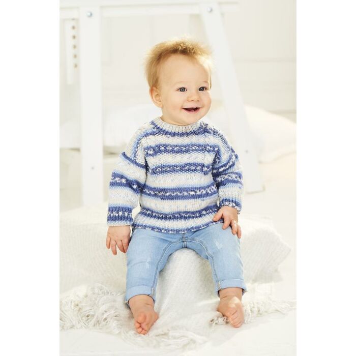 Stylecraft Bambino Prints DK Childs Cardigan and Sweater Pattern 9844 41-46cm main product photo