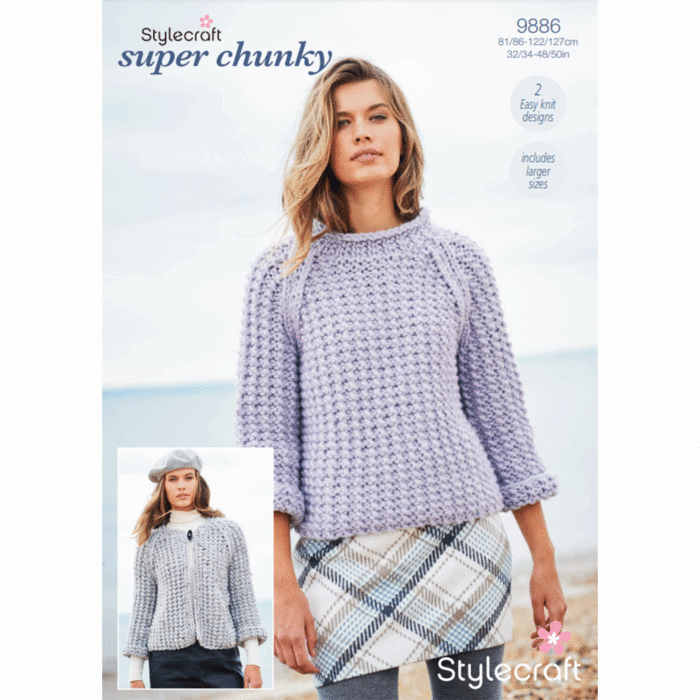Stylecraft Special XL Tweed Life Super Chunky Sweater Pattern Download 9886 main product photo