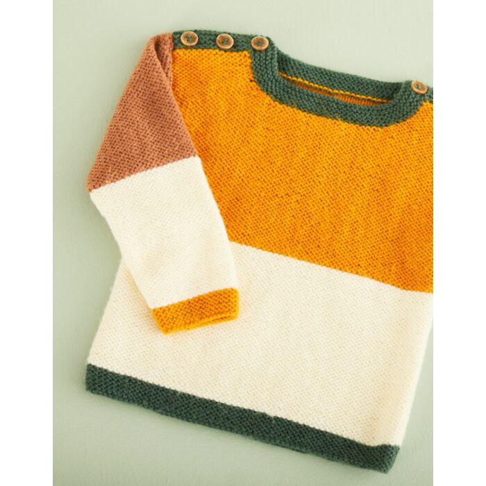 Sirdar Baby Colour Block Jumper & Trouser Set in Snuggly DK Knitting Pattern Download 5491