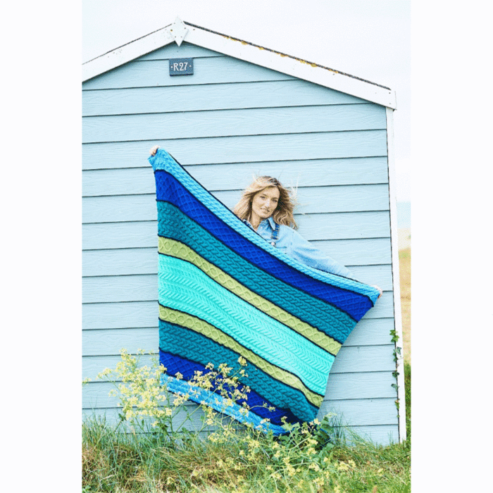 Cablemagoria Knit-Along Blanket in Stylecraft Special Aran by Stuart Hillard - Ocean Colourway main product photo