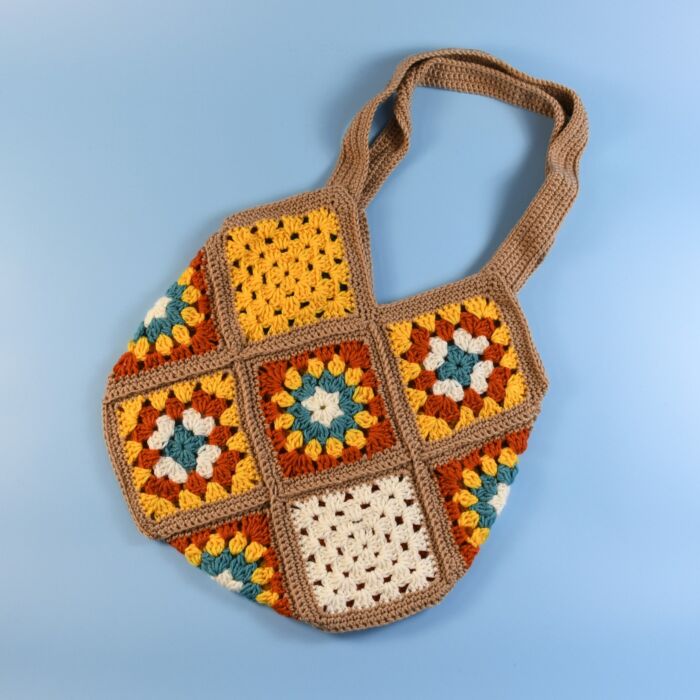 Granny Square Tote Bag Crochet Pattern Kit in WoolBox Imagine Classic DK - Autumn Colourway