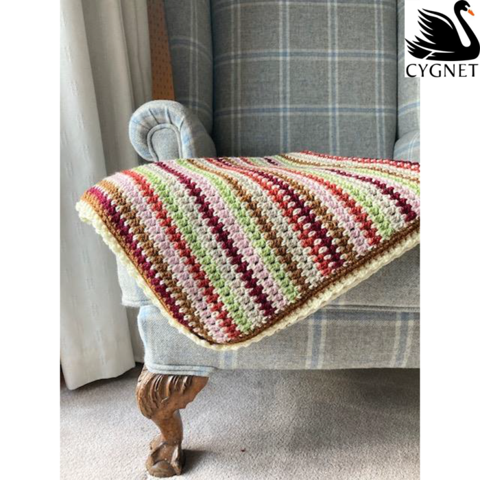 Cygnet DK CY1457 Striped Blanket Crochet Pattern Kit main product photo