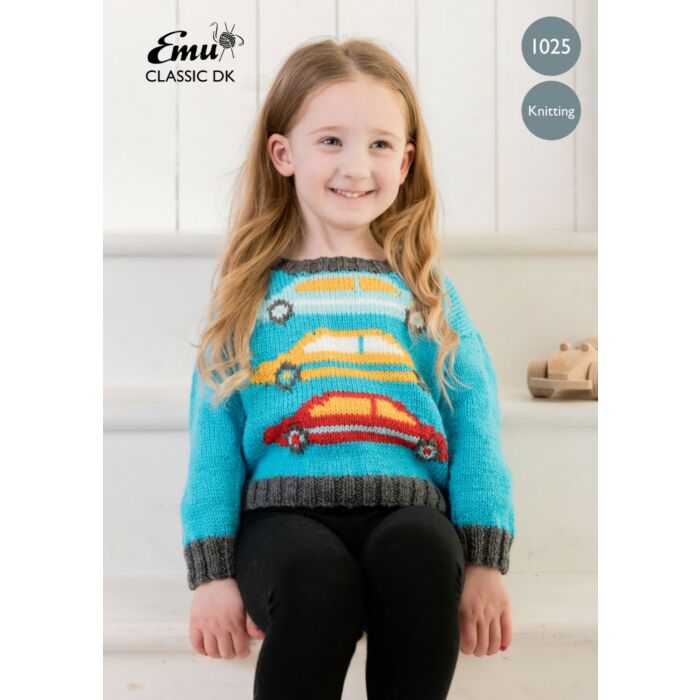 Emu Classic DK Child's Car Jumper 1025 Knitting Pattern PDF 2 to 6 Years main product photo
