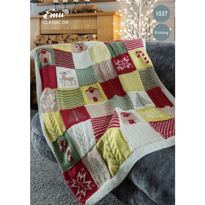 Emu Classic DK Classic Christmas Blanket 1037 Knitting Pattern PDF One Size main product photo
