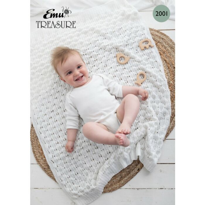Emu Treasure DK White Lace Blanket 2001 Knitting Pattern One Size main product photo