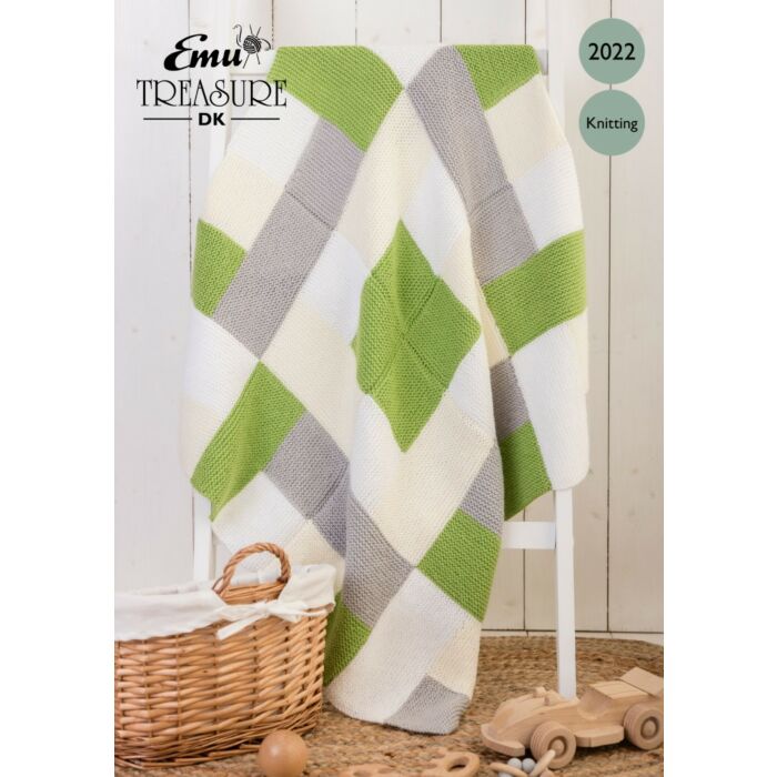 Emu Treasure DK Baby All-Square Cot Blanket 2022 Knitting Pattern One Size main product photo