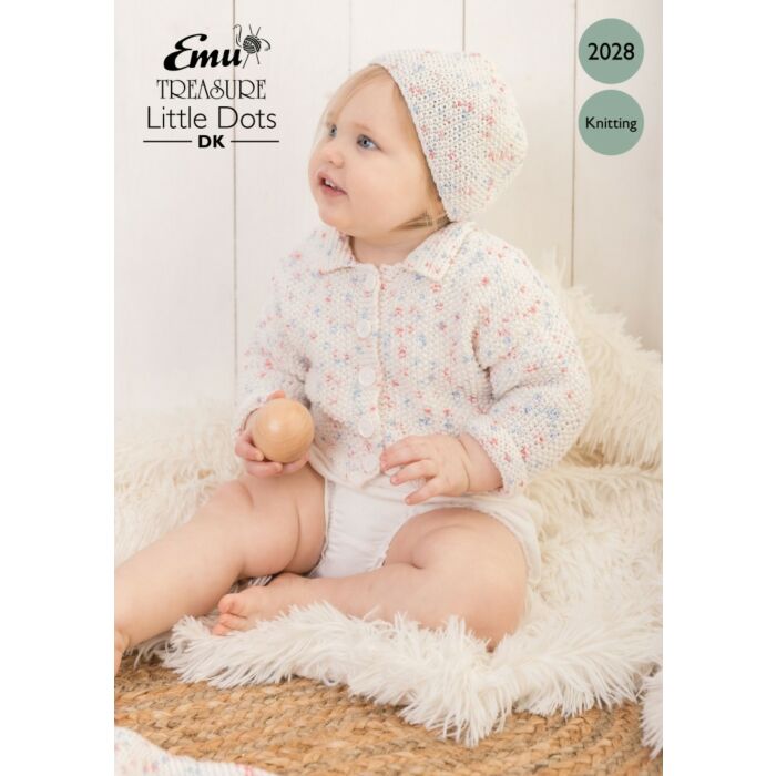 Emu Treasure Little Dots DK Baby Jacket, Hat & Blanket 2028 Knitting Pattern To Fit Chest 22 - 26" main product photo
