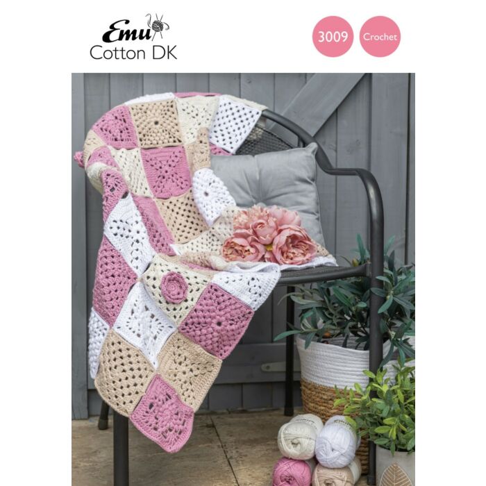 Emu Cotton DK Rose Garden Blanket 3009 Crochet Pattern PDF One Size main product photo