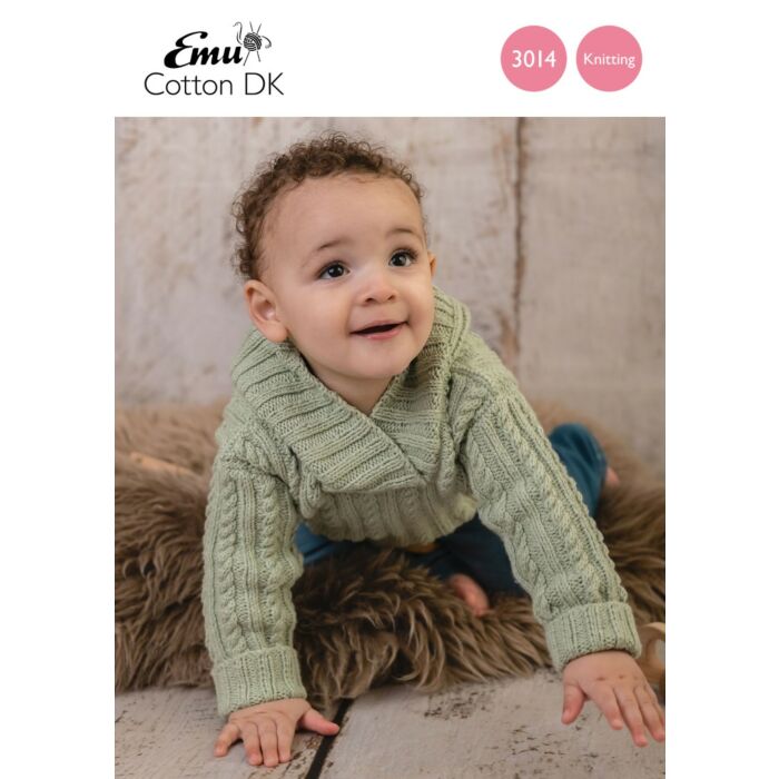 Emu Cotton DK Child's Cotton Cable Hoodie 3014 Knitting Pattern PDF 6 Months to 4 Years main product photo