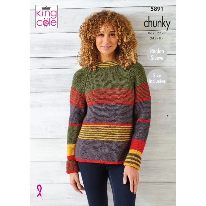 King Cole Knitting Pattern Sweater Cardigan Wildwood Chunky P5891 34 to 48in