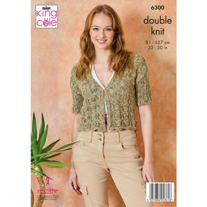 King Cole Cottonsoft Crystal DK Ladies Cardigans 6300 Knitting Pattern  81-127cm