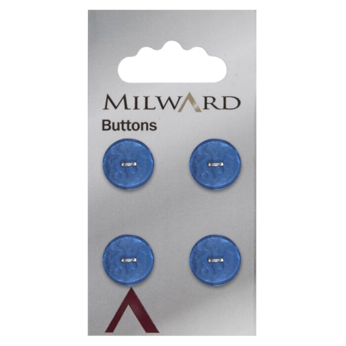 Milward Carded Buttons Round Pearlescent 2 Hole Blue 15mm Pack of 4 main product photo