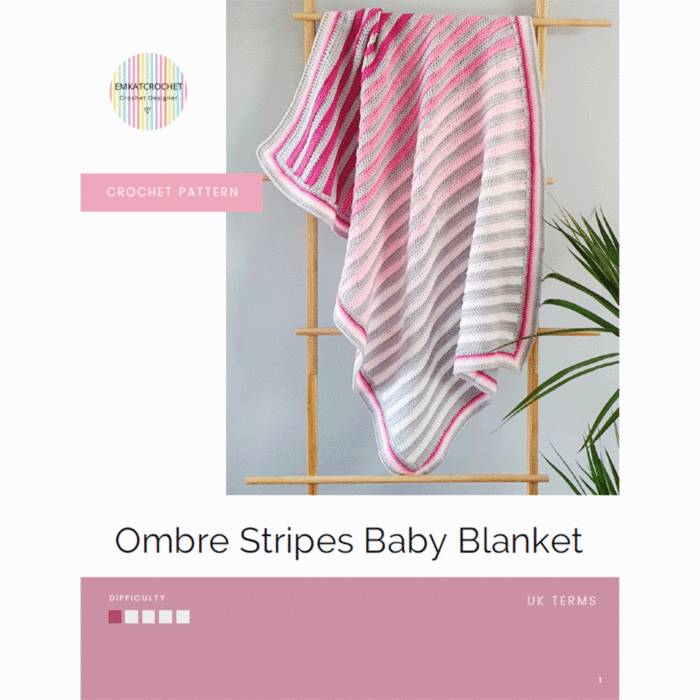 Ombre Stripes Baby Blanket Crochet Kit in Stylecraft Special DK by EmKatCrochet main product photo