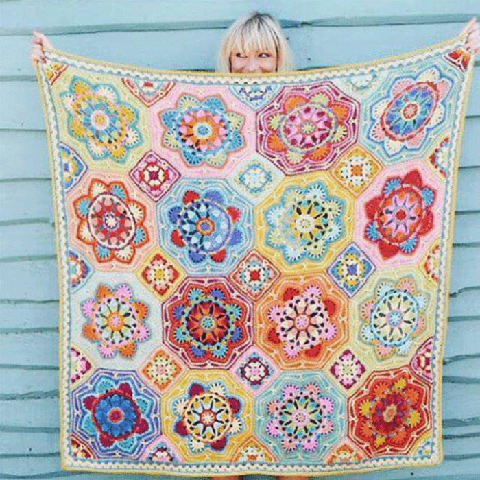 Janie Crowe Persian Tiles Crochet Blanket Kit Eastern Jewels 