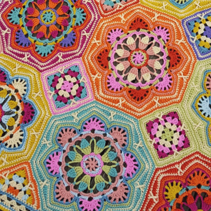 Janie Crowe Persian Tiles Crochet Blanket Kit Eastern Jewels 