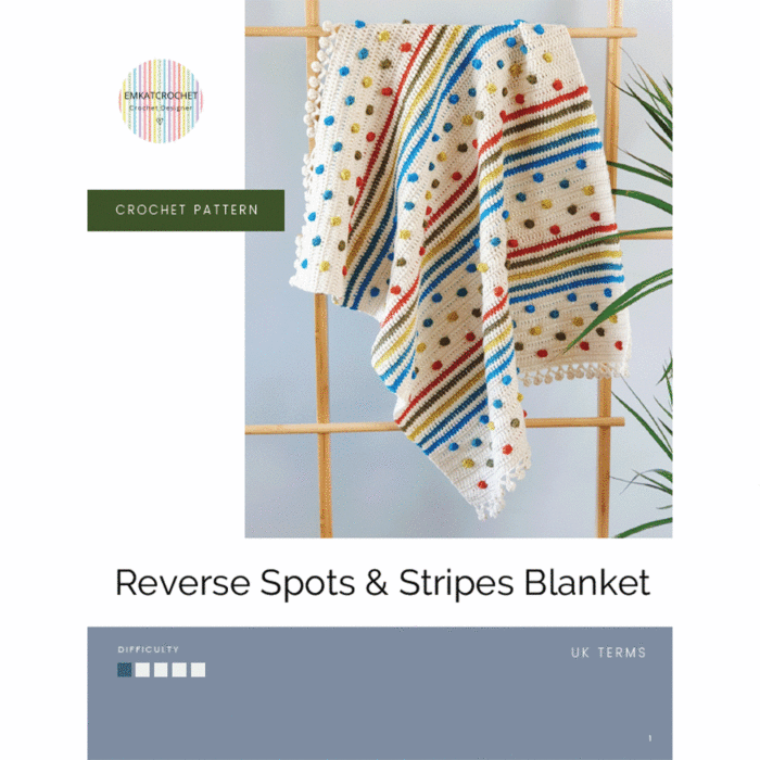 Reverse Spots & Stripes Crochet Blanket in Stylecraft Special DK By EmKatCrochet main product photo