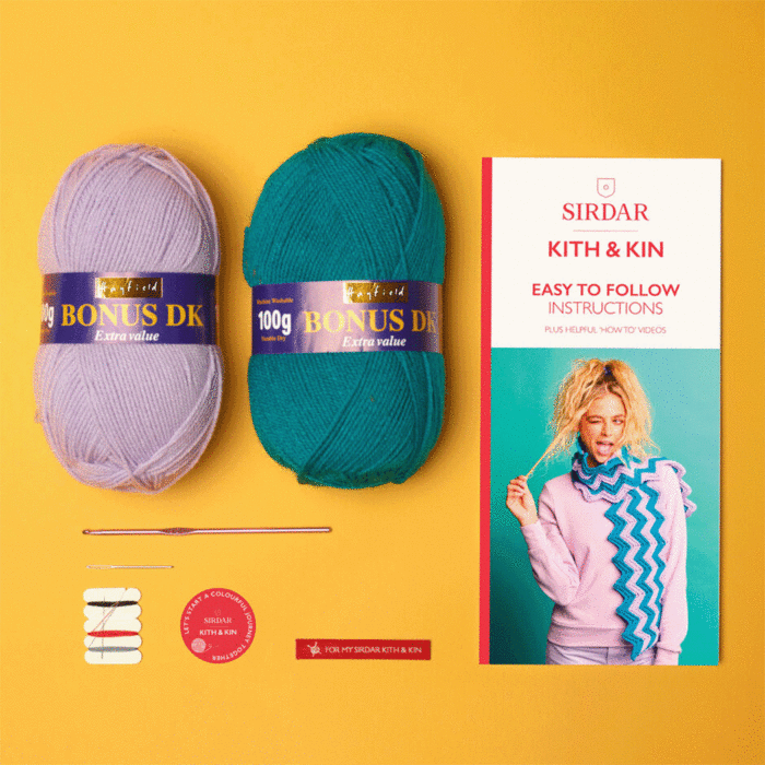 Sirdar Kith & Kin Zig Zag Scarf Crochet Kit Multi 315g