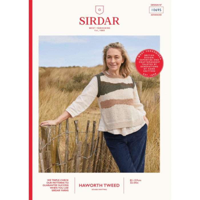 Sirdar Haworth Tweed DK Field Guide Vest 10695 Knitted Pattern Download main product photo
