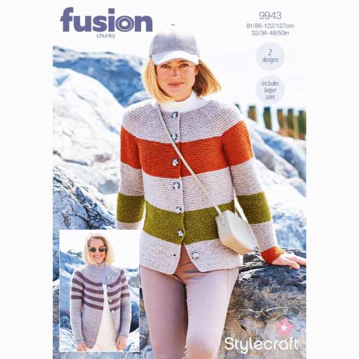 Stylecraft Fusion Chunky Ladies Cardigans 9943 Knitting Pattern Download main product photo
