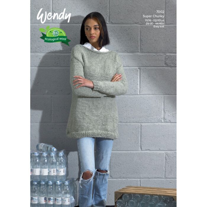 Wendy Knits Recycled Super Chunky Ladies Sweater Pattern 7002 main product photo
