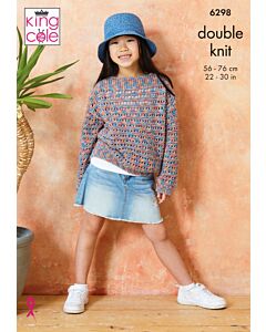 King Cole Cottonsoft Crystal DK Childs Sweaters 6298 Knitting Pattern  2-11Yrs