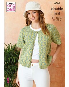 King Cole Cottonsoft Crystal DK Ladies Cardigans 6302 Knitting Pattern  81-127cm