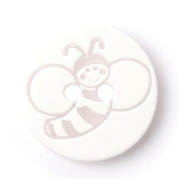 Milward Carded Buttons Round Bee White 15mm Pack of 5