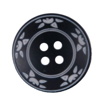 Milward Carded Buttons Round Leaf Pattern Black 20mm Pack of 3