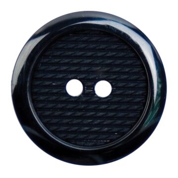 Milward Carded Buttons Rimmed Textured 2 Hole Black 25mm Pack of 2