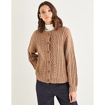 Sirdar Haworth Tweed Womens Round Neck Cable Cardigan 10150 