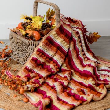 Autumn Leaves Celebration Knitted Blanket Kit in EMU Classic DK  6 x 100g