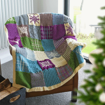 WoolBox Christmas Highland Knitted Blanket Kit by Nicola Valiji in West Yorkshire Spinners Colourlab DK - Natural Colourway
