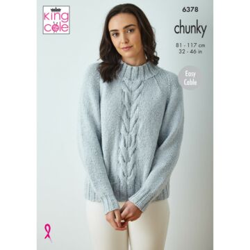 King Cole Simply Denim Chunky Ladies Sweaters 6378 Knitting Pattern  