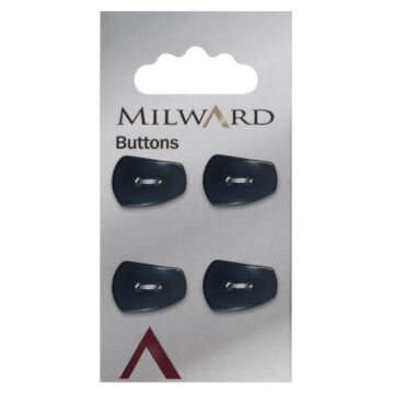Milward Carded Buttons Abstract Rectangle 2 Hole Grey 18mm Pack of 4
