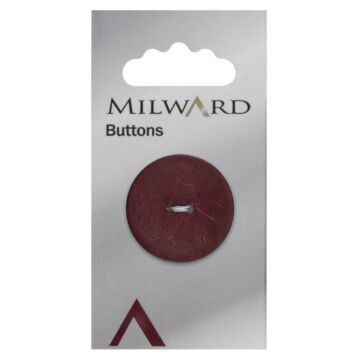 Milward Carded Buttons Round Coconut 2 Hole Wine 30mm Pack of 1