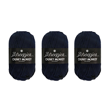 Scheepjes Chunky Monkey Aran Yarn Value Pack - 3 x 100g Balls 1011 Slate 